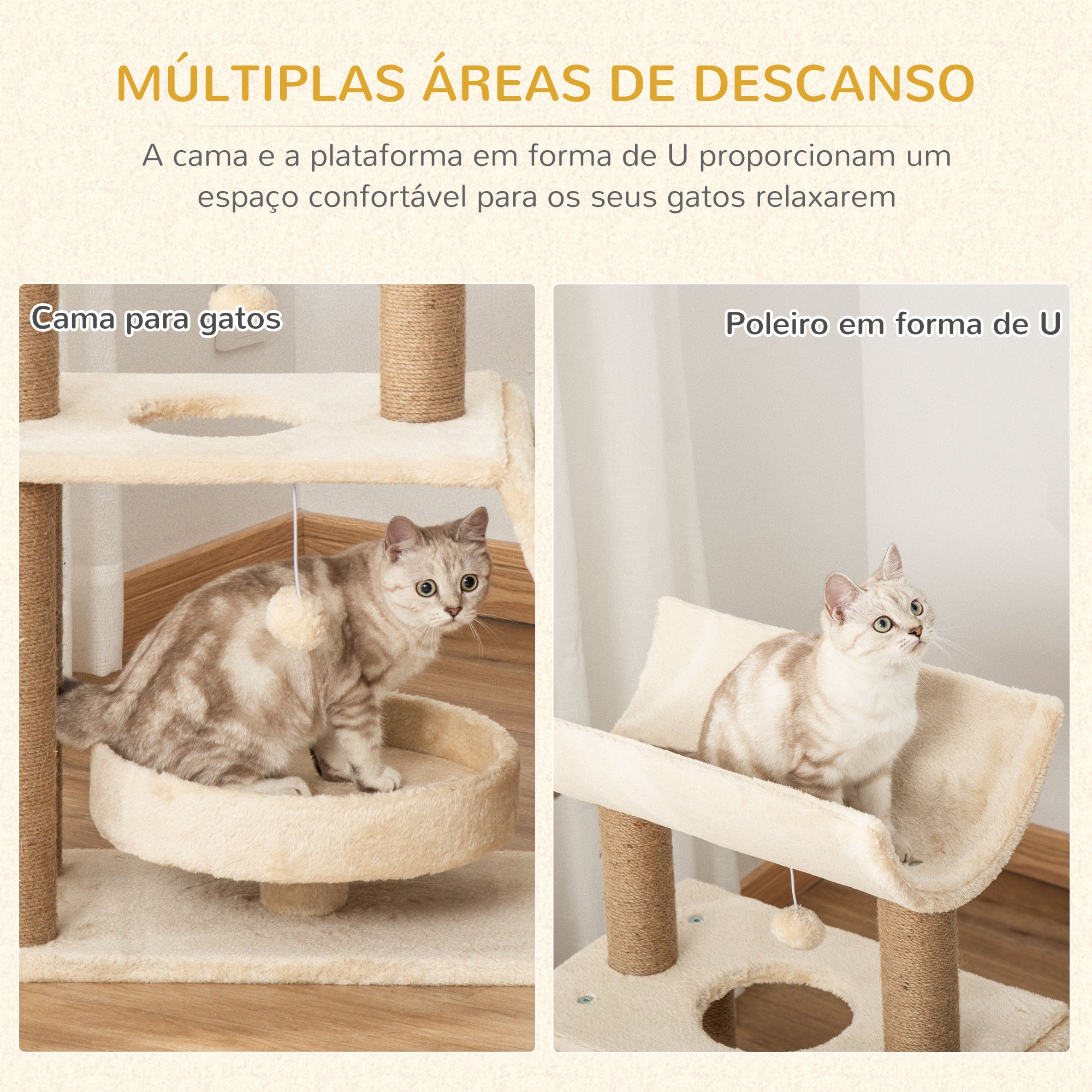 Arranhador para Gatos Altura 76 cm Bege