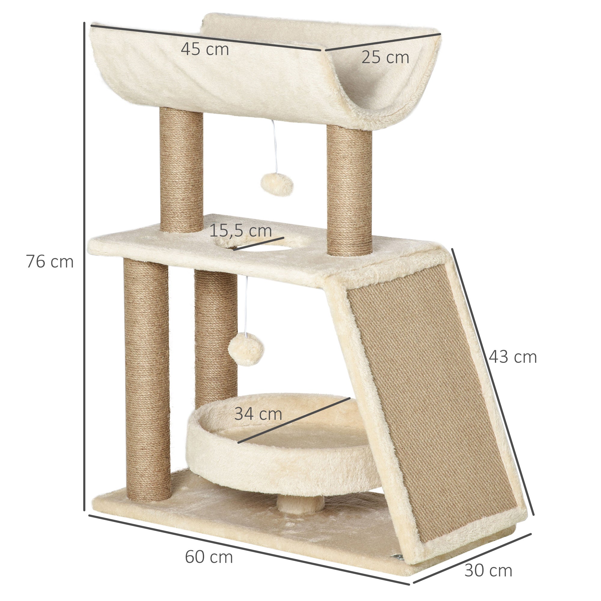 Arranhador para Gatos Altura 76 cm Bege