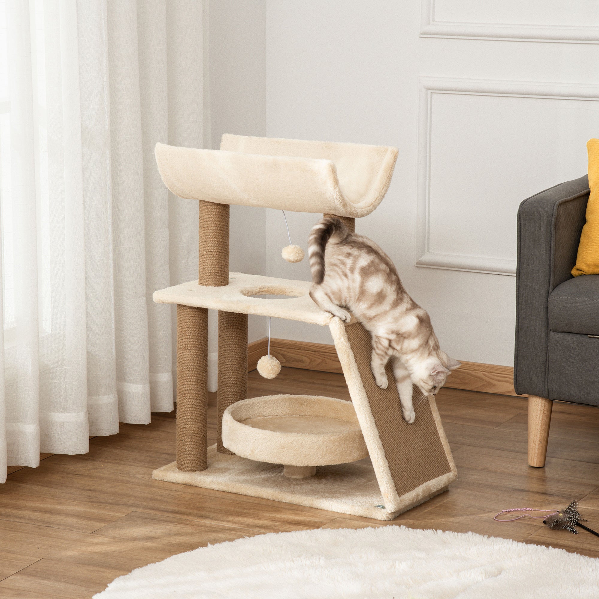 Arranhador para Gatos Altura 76 cm Bege
