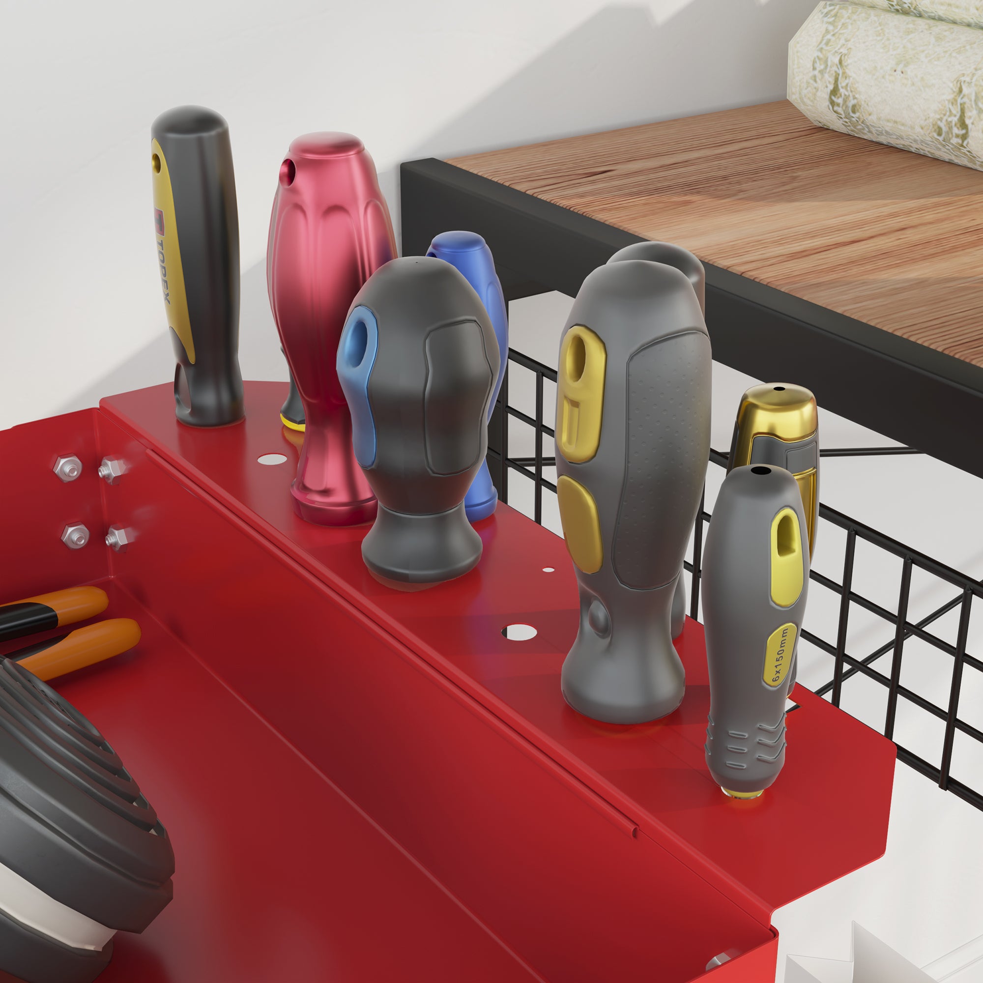 Carrinho de Ferramentas – 83x35,3x76 cm – Vermelho – Aço laminado