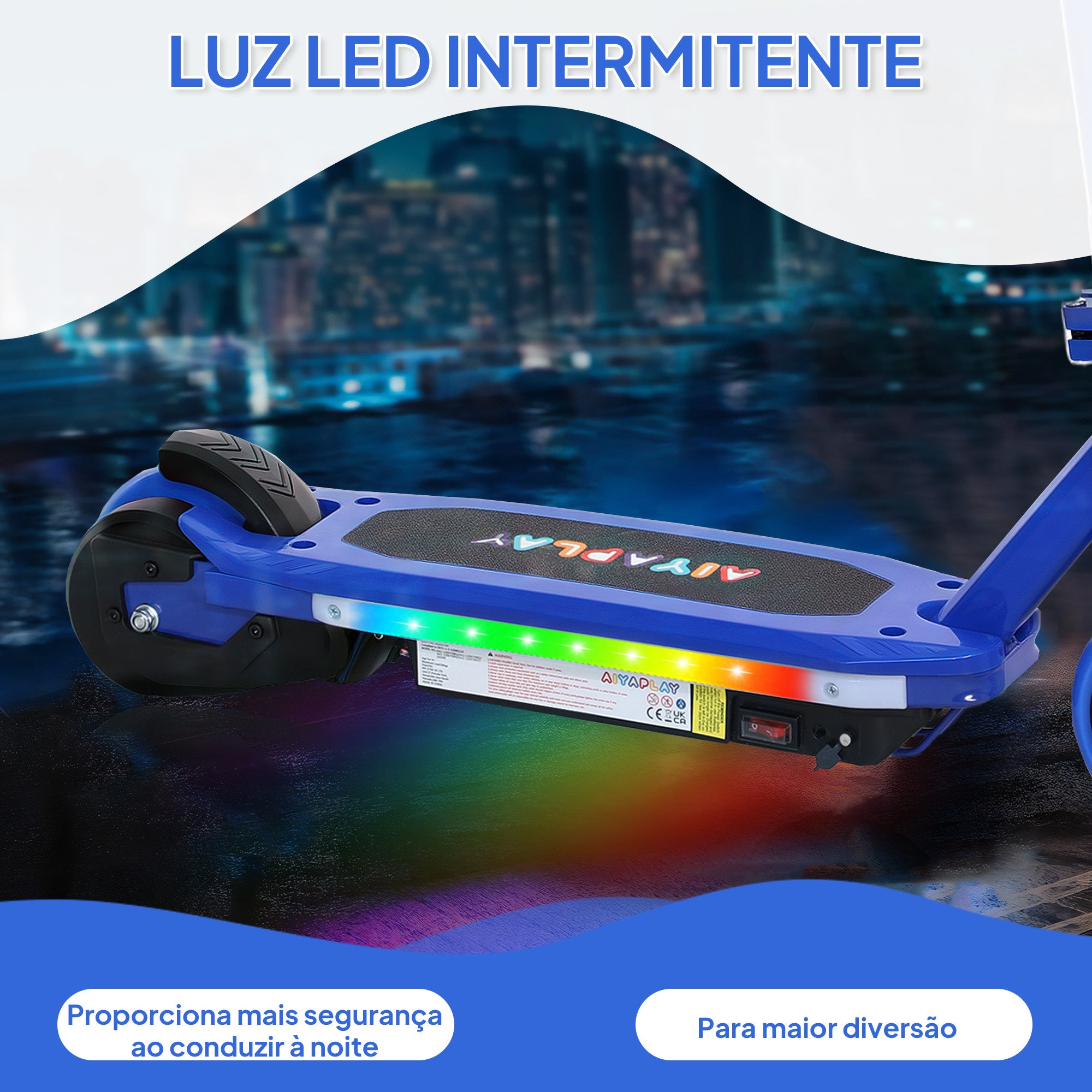 Trotinete Elétrica Infantil Azul 76x46x93 cm