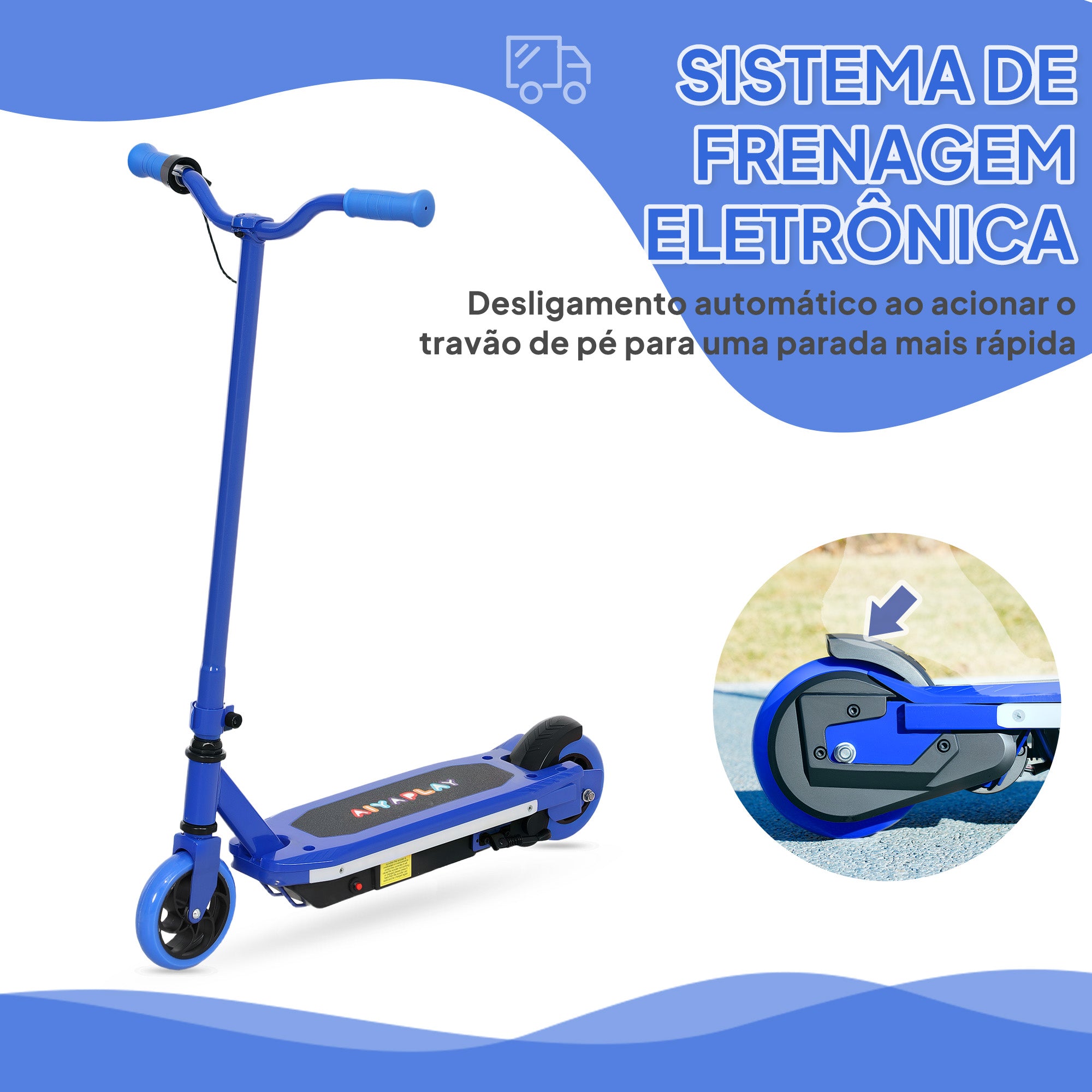 Trotinete Elétrica Infantil Azul 76x46x93 cm