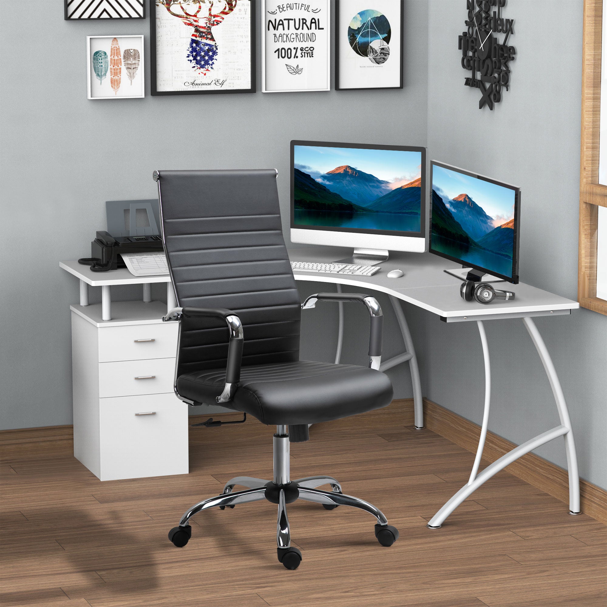 Cadeira de Escritório Ergonômica Preto 54x62x114 cm