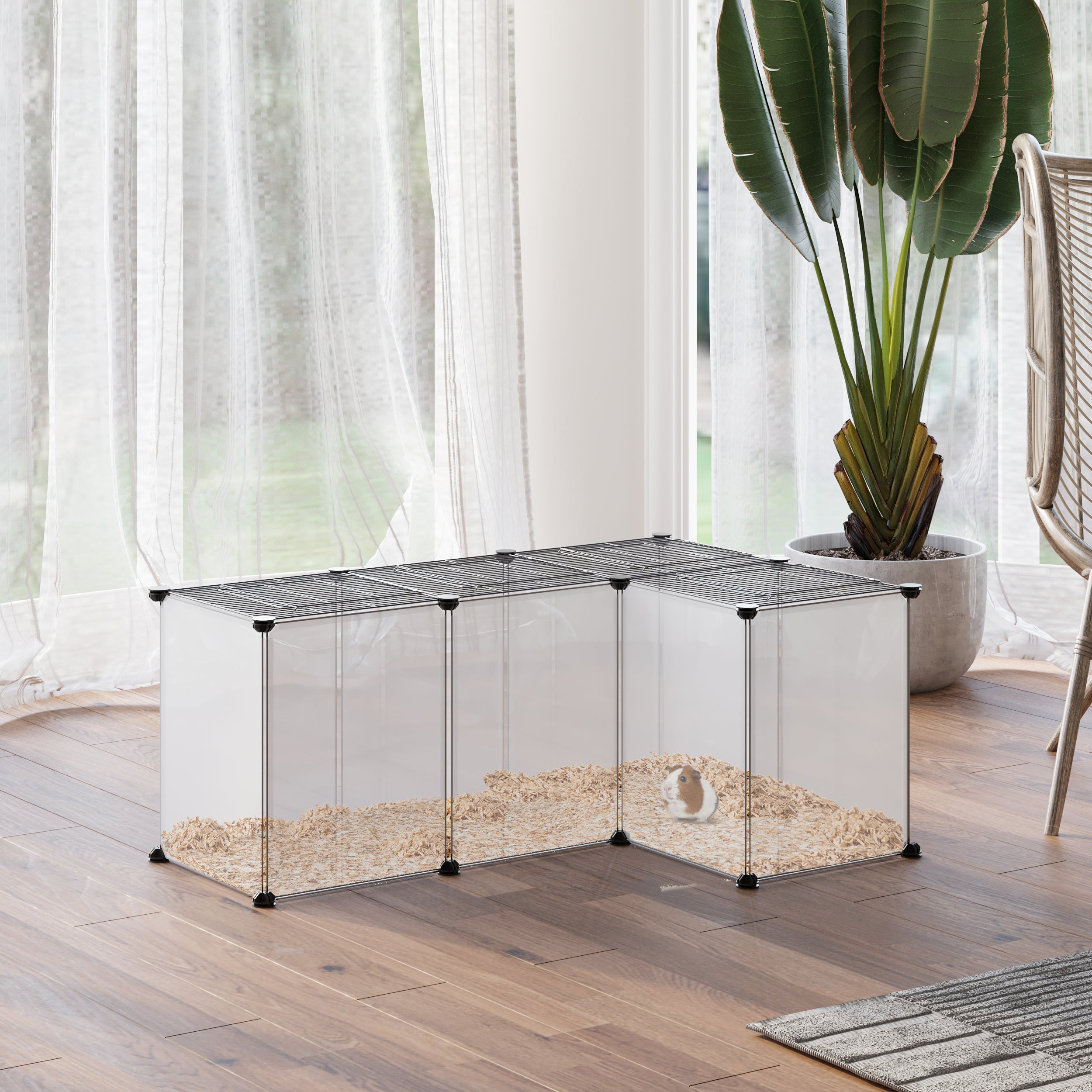 Recinto Modular para Pequenos Animais - Cor Preto, 105x70x45cm