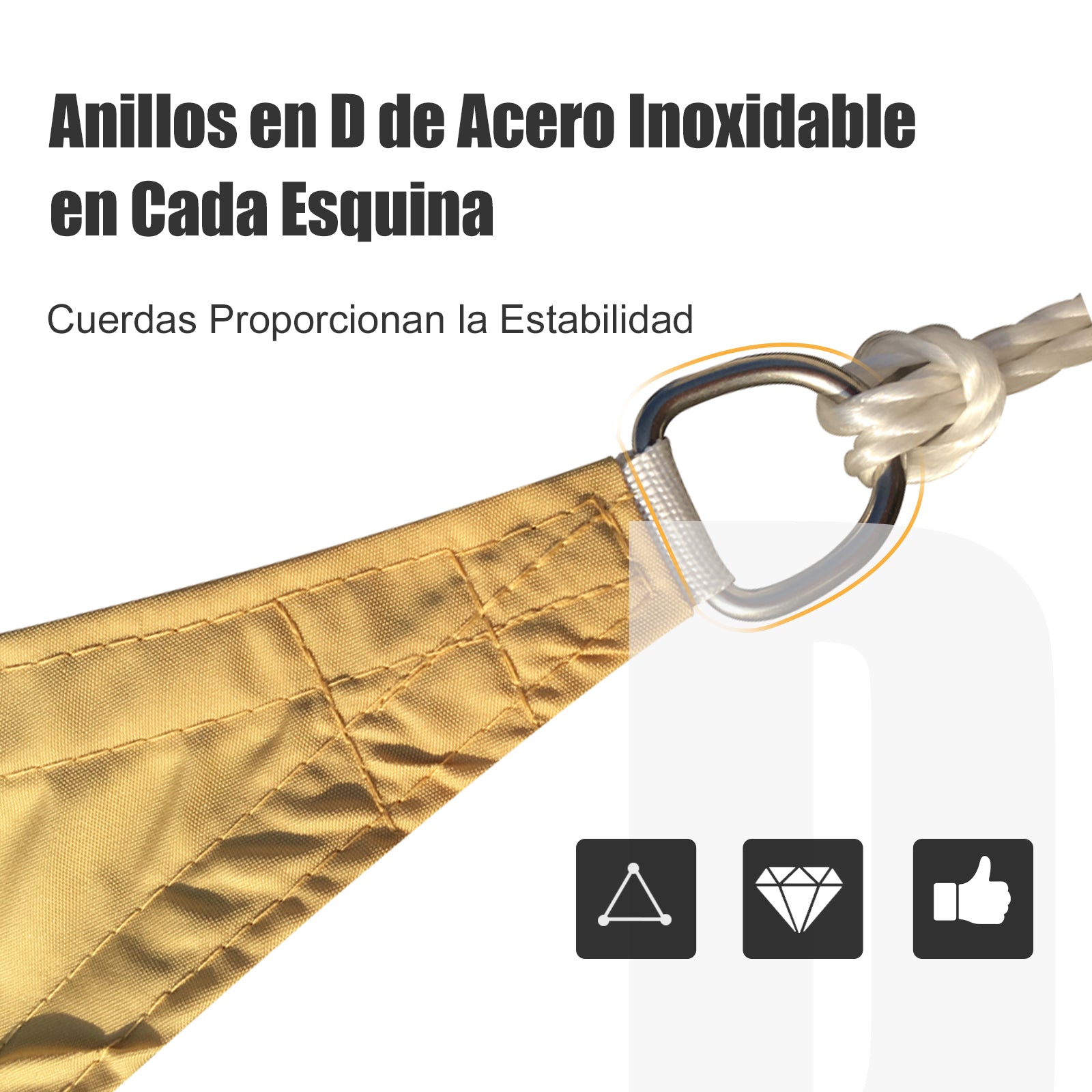Toldo Vela Triângulo 4 x 4 x 4 m Cor de Areia - Proteção Solar para Varanda e Jardim
