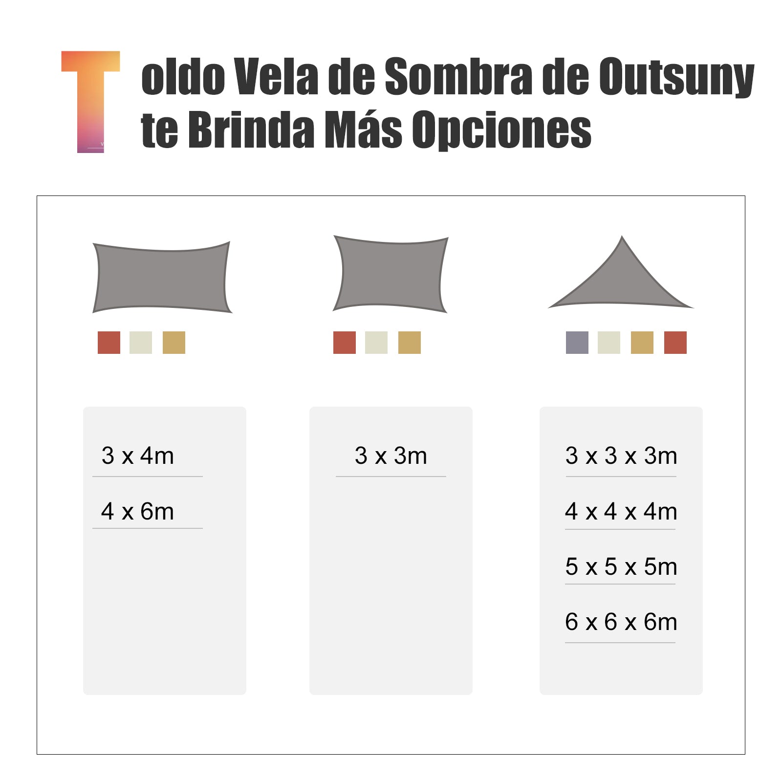Toldo Vela Triângulo 4 x 4 x 4 m Cor de Areia - Proteção Solar para Varanda e Jardim