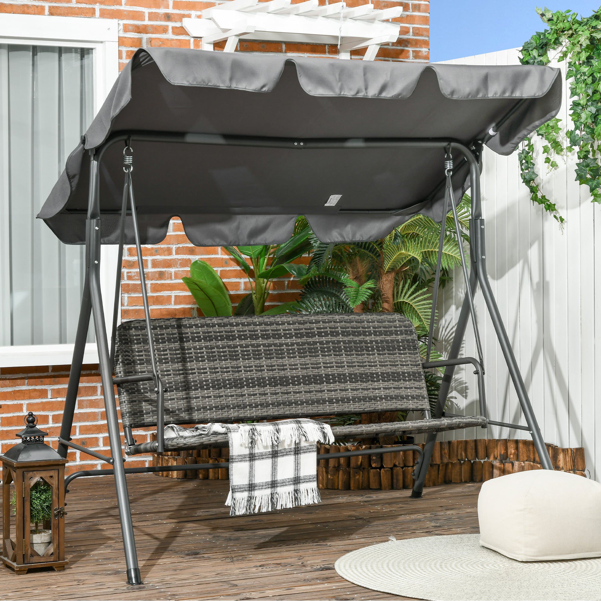 Baloiço de Jardim 167x112x153 cm Cinzento