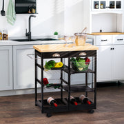 Carrinho de Cozinha com Rodinhas - 74x37x76 cm - Cor Preto