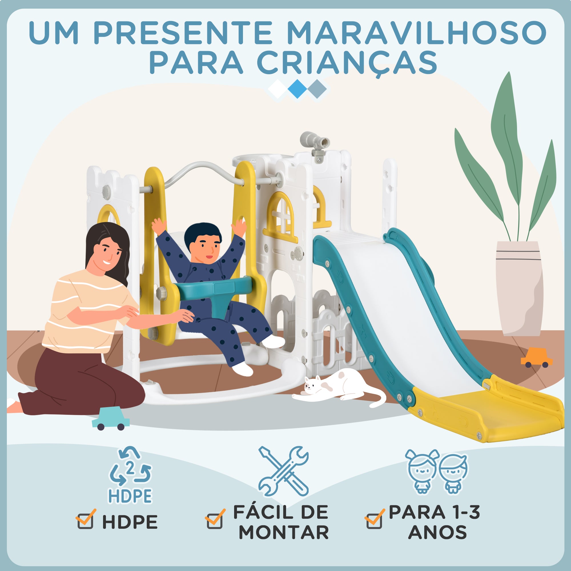 Parque Infantil 6 em 1 Multicor 143x177x99 cm