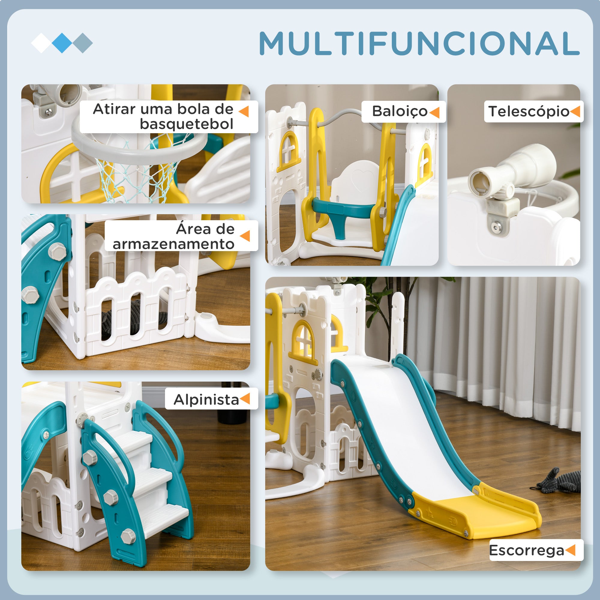 Parque Infantil 6 em 1 Multicor 143x177x99 cm