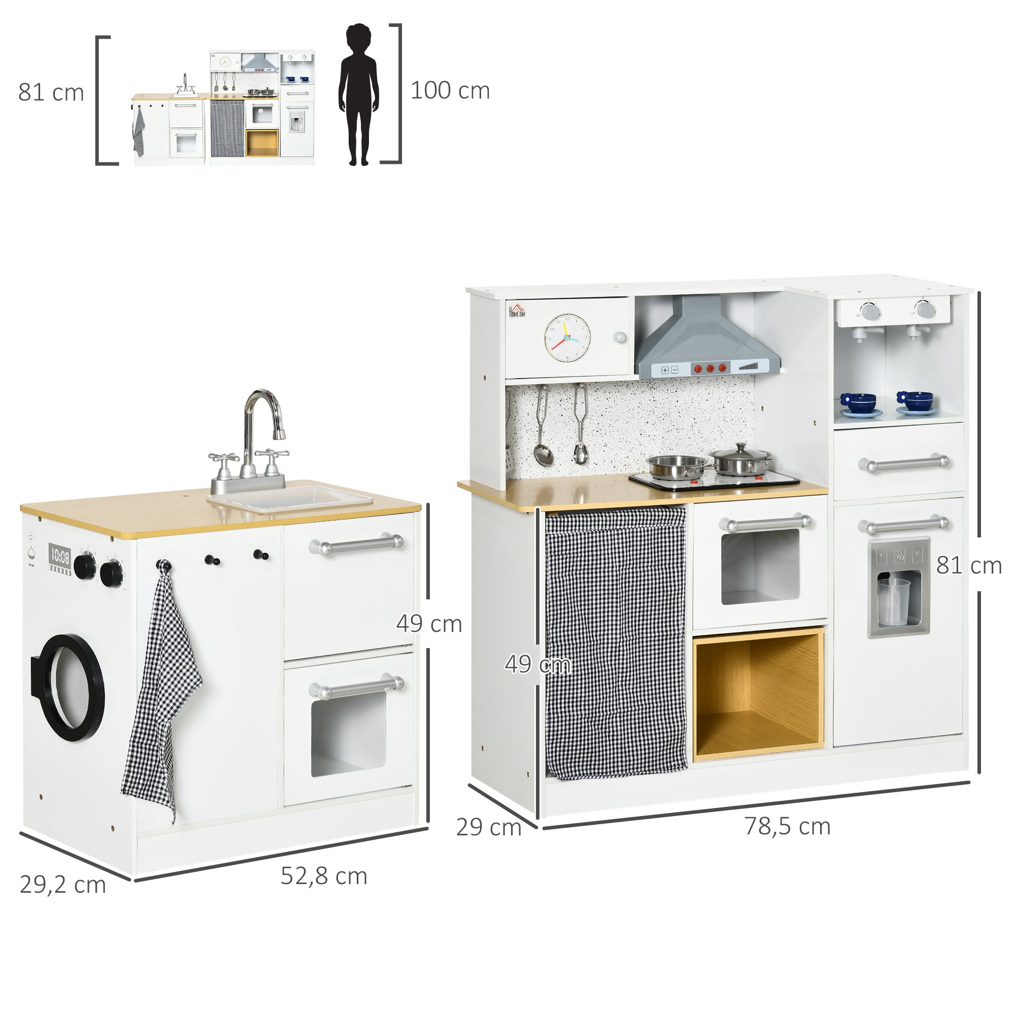 Cozinha Infantil de Madeira – 78.5x29x81 cm – Branca – MDF
