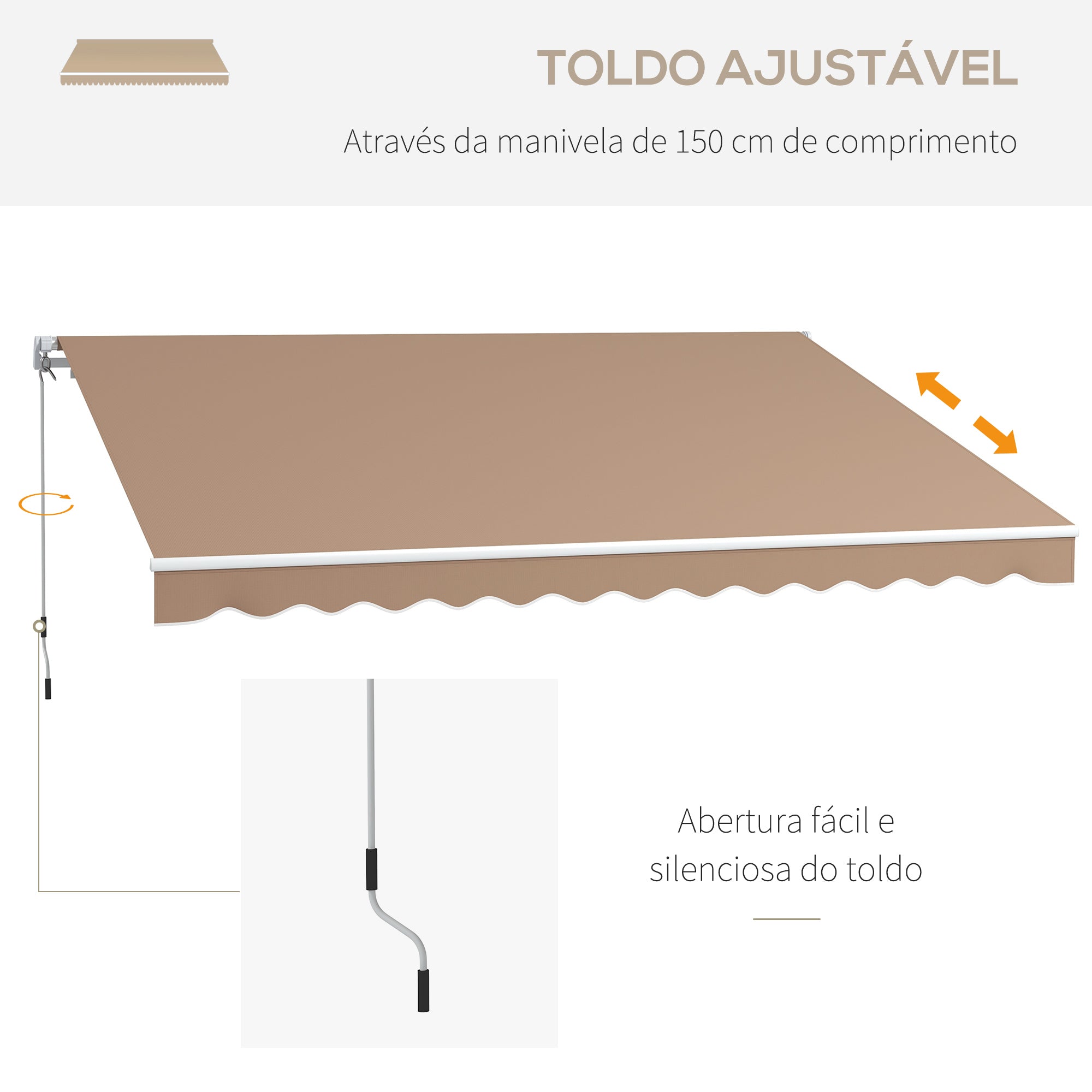Toldo Manual Retrátil 350x250 cm - Cor Marrom