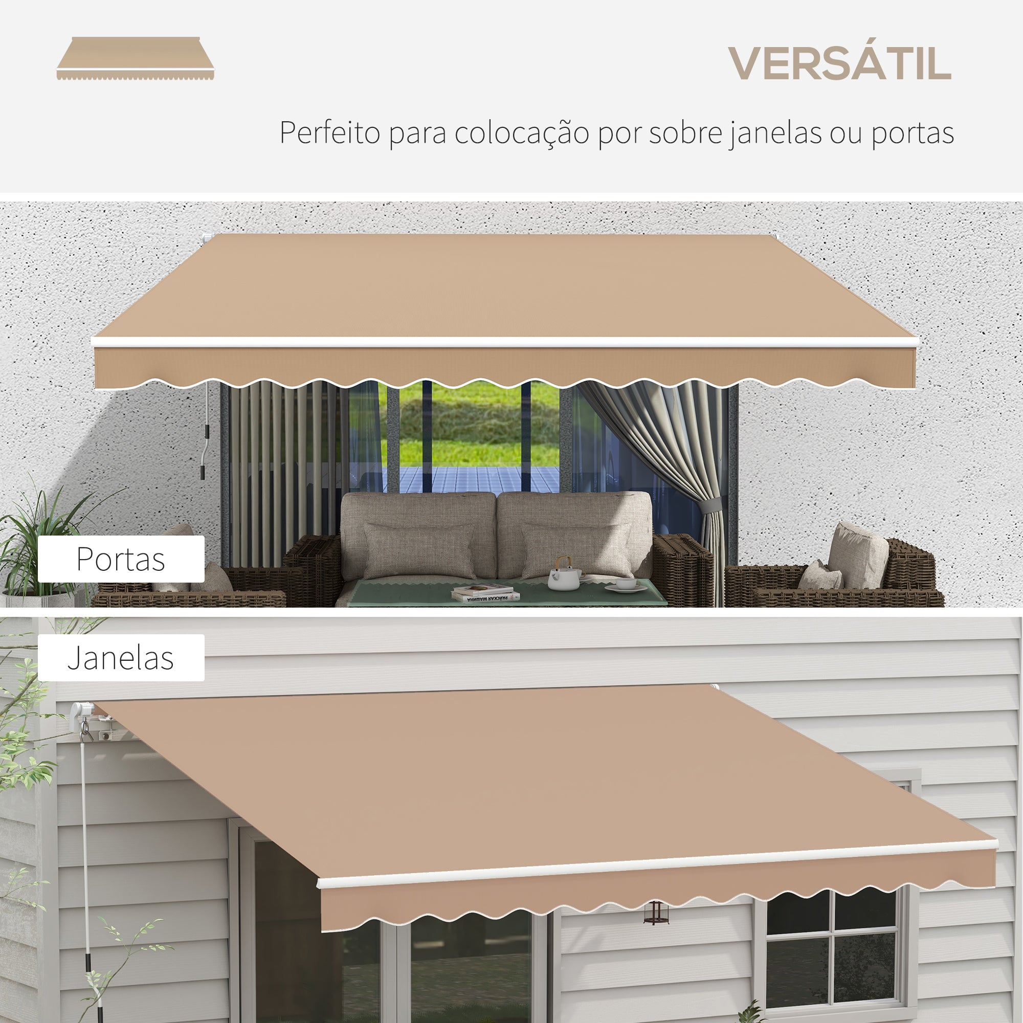Toldo Manual Retrátil 350x250 cm - Cor Marrom
