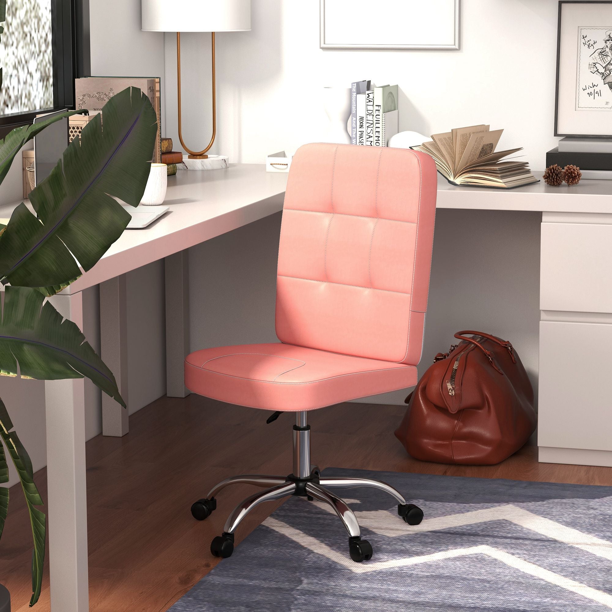 Cadeira de Escritório Estilo Moderno - 45x59x90-100 cm - Rosa