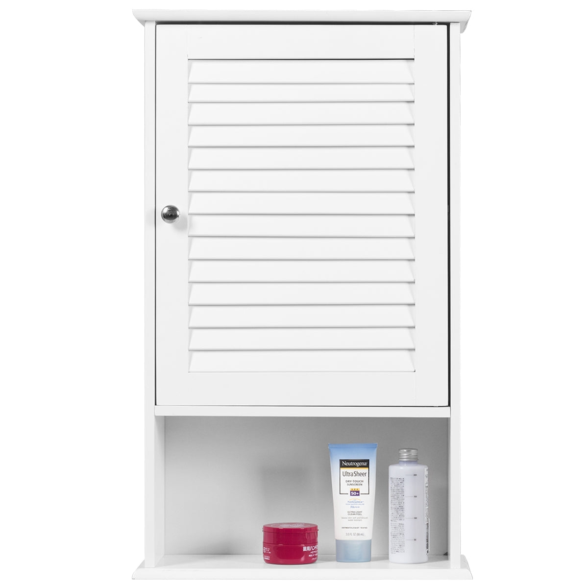 Armário de Parede para Casa de Banho com 3 Prateleiras de Arrumação e Porta, Móvel de Casa de Banho com Prateleira Ajustável 42 x 16,5 x 70 cm Branco
