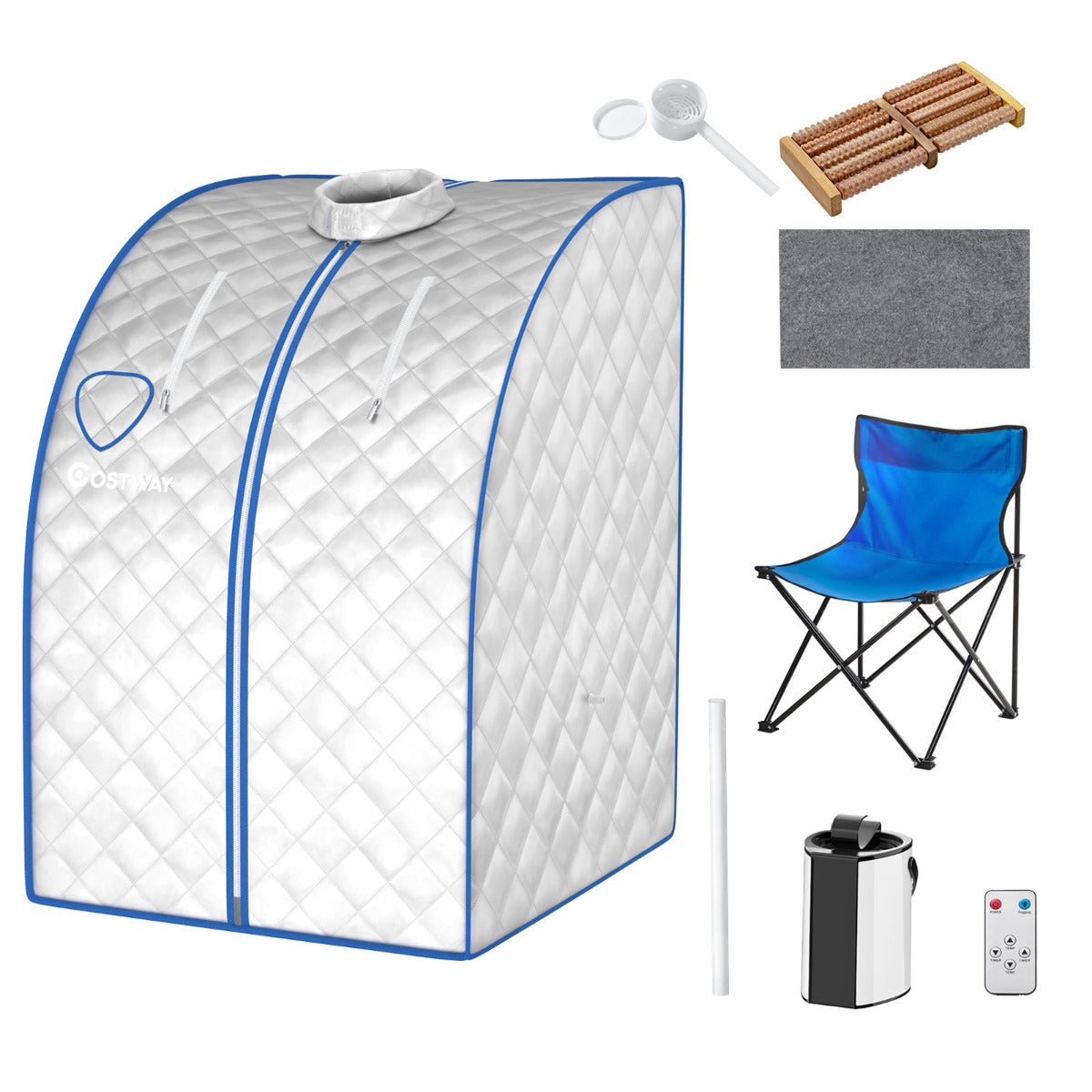 Sauna de Vapor Portátil com Temporizador e Temperatura Reguláveis - Prata 78 x 87 x 100 cm