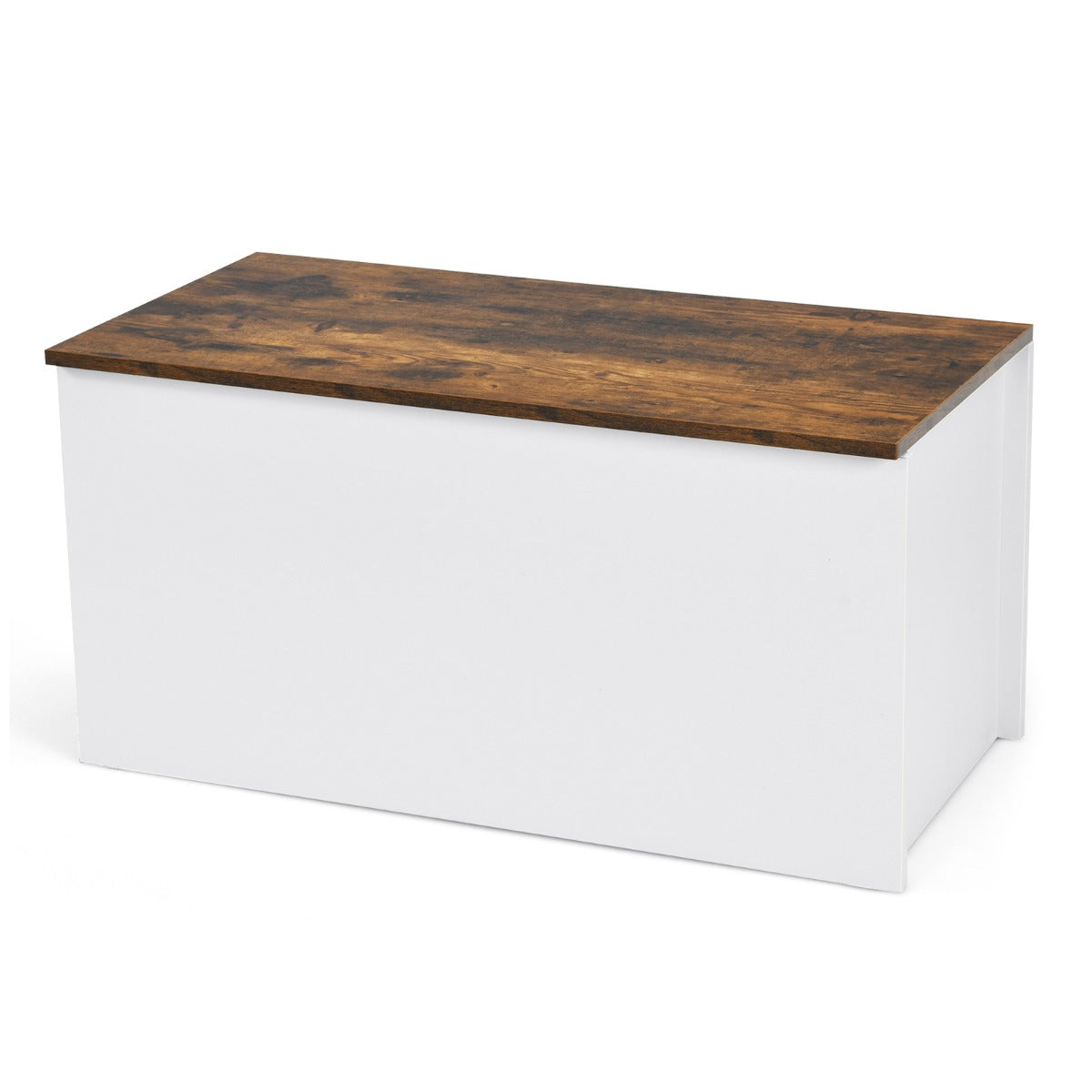 Baúl de Armazenamento 2 em 1 com Tampa Abatível Porta Autosustentável Banco Organizador de 90 cm de Largura com Design Anti-colisão Branco