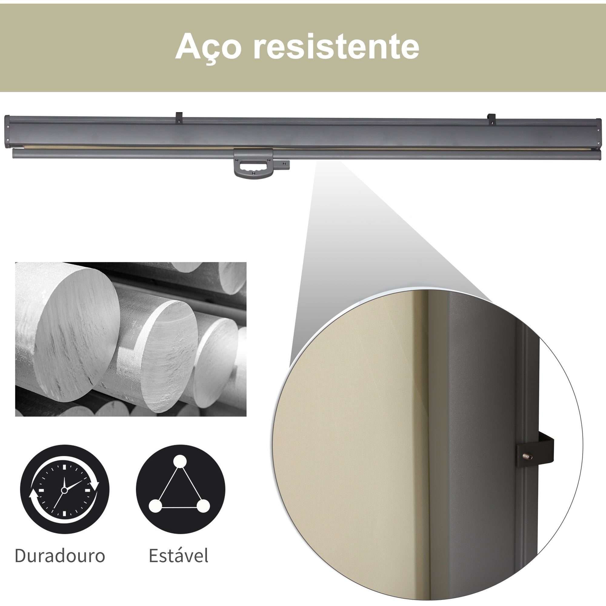 Toldo Lateral Retrátil para Terraço 300x180cm - Cor Bege