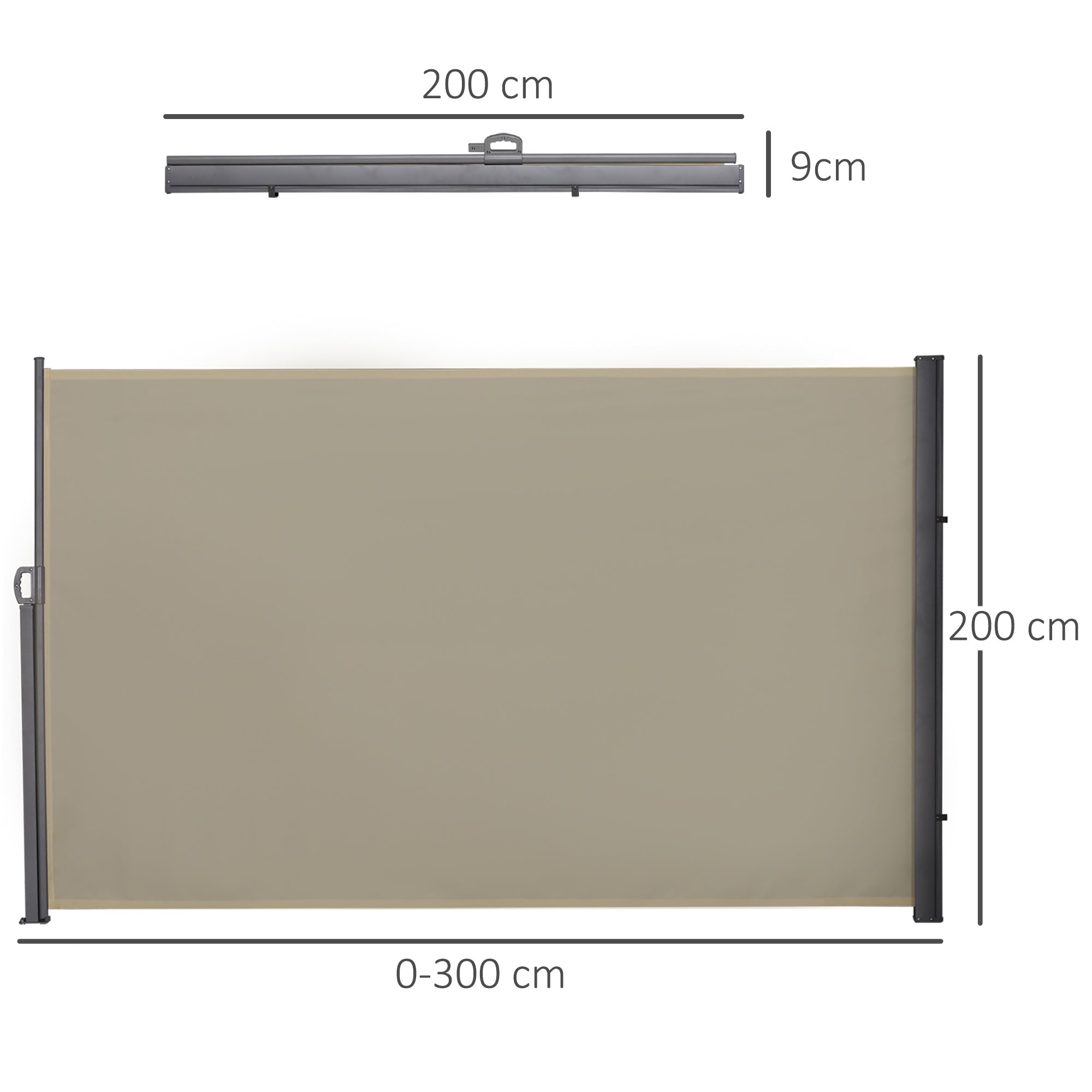 Toldo Lateral Retrátil para Terraço 300x180cm - Cor Bege