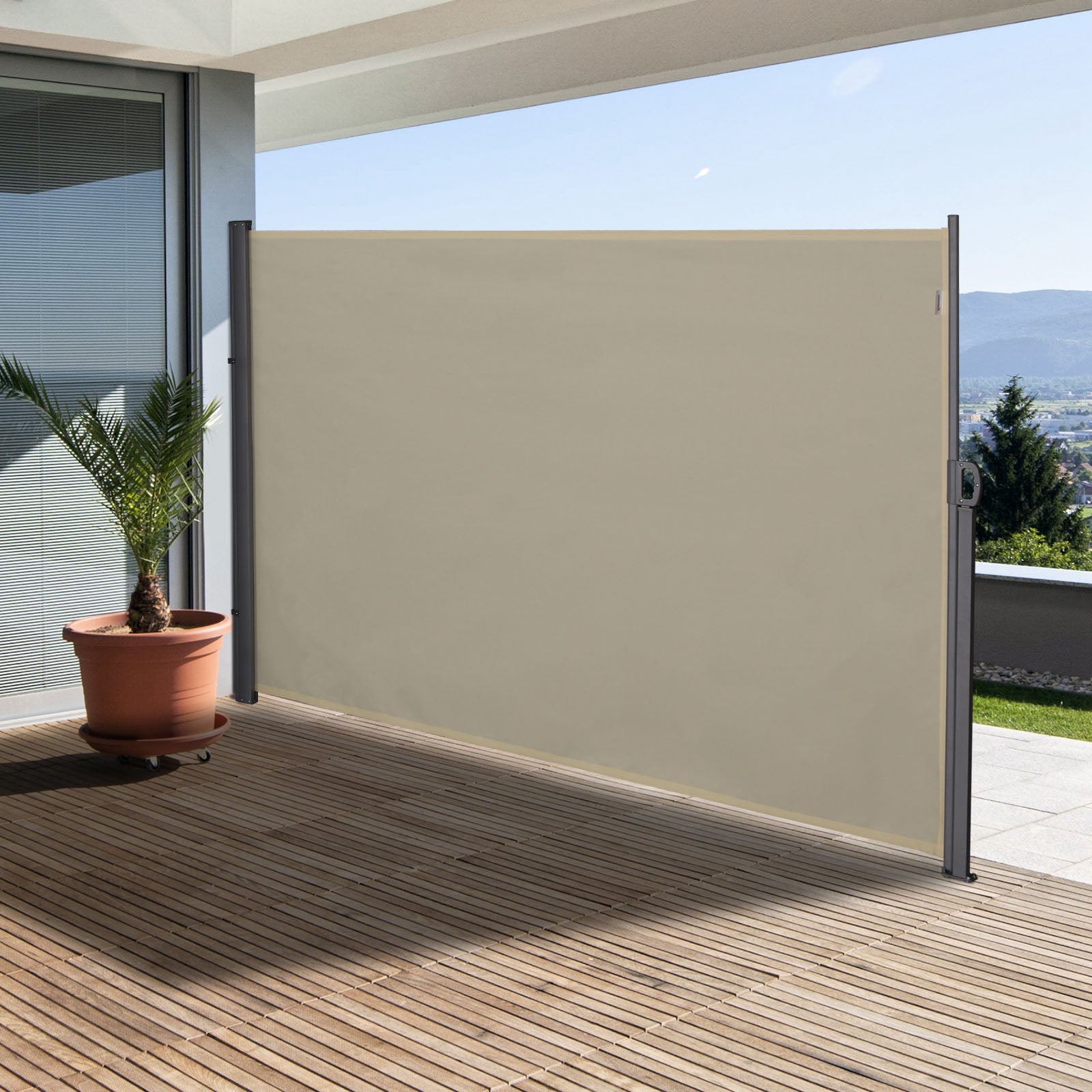 Toldo Lateral Retrátil para Terraço 300x180cm - Cor Bege