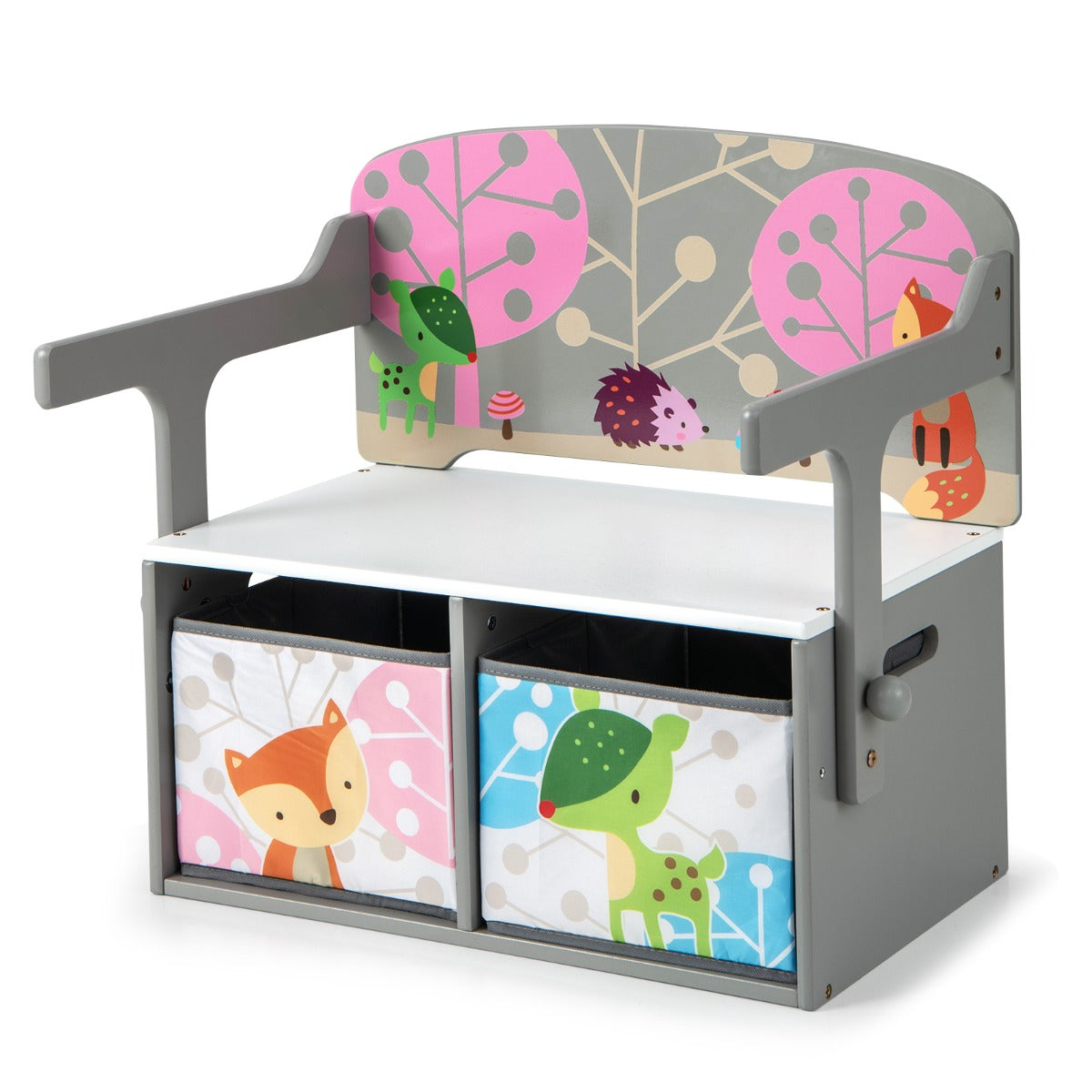 Conjunto de Mesa e Cadeira Infantil – Cinzento – MDF