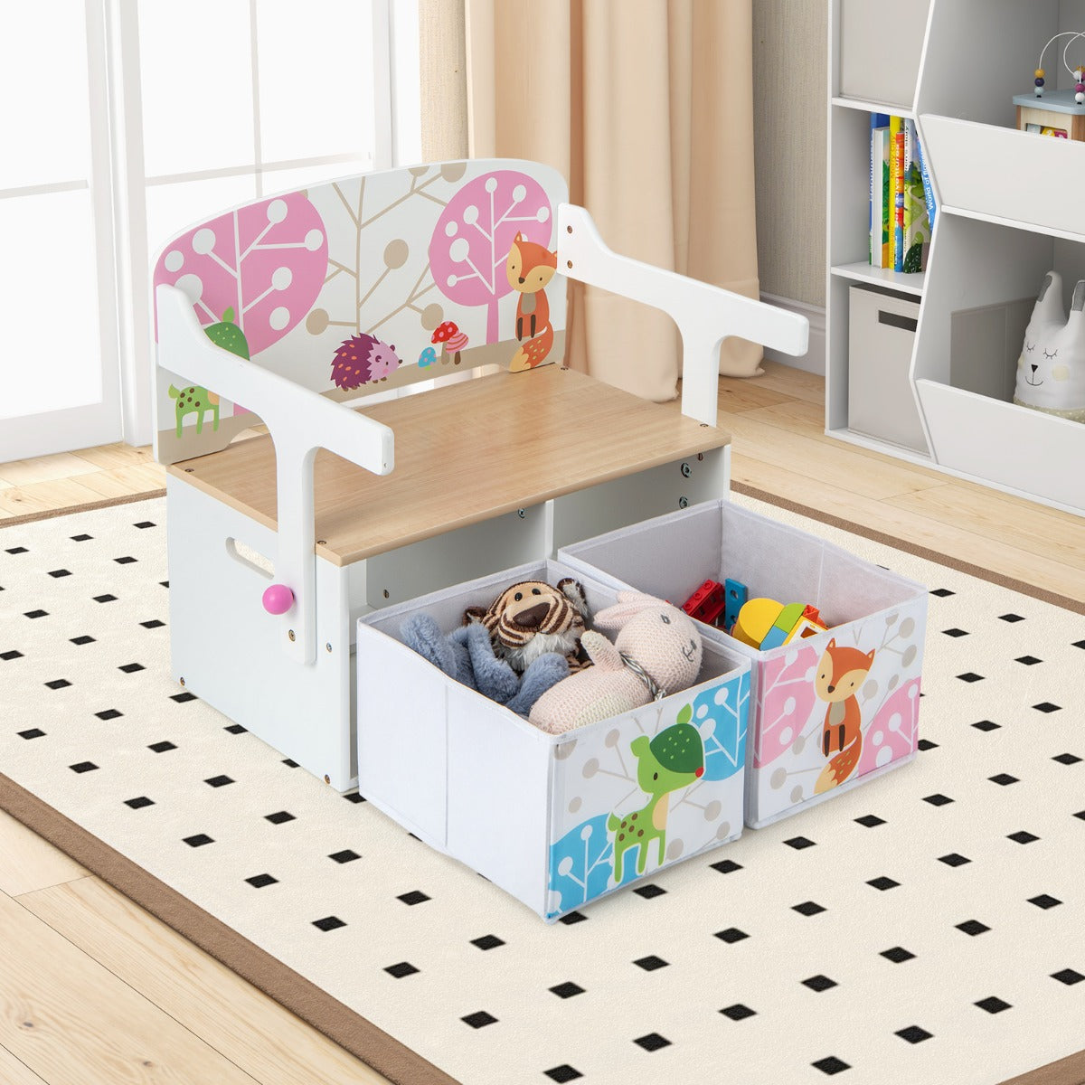 Conjunto de Mesa e Cadeira Infantil – Branco – tecido