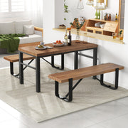 Banco Longo de Jantar – 152,5 cm – Madeira Natural e Metal