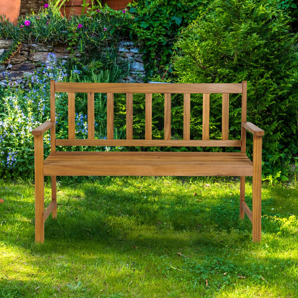 Banco de Jardim em Madeira de Acácia – 123 x 56,5 x 86 cm – Natural