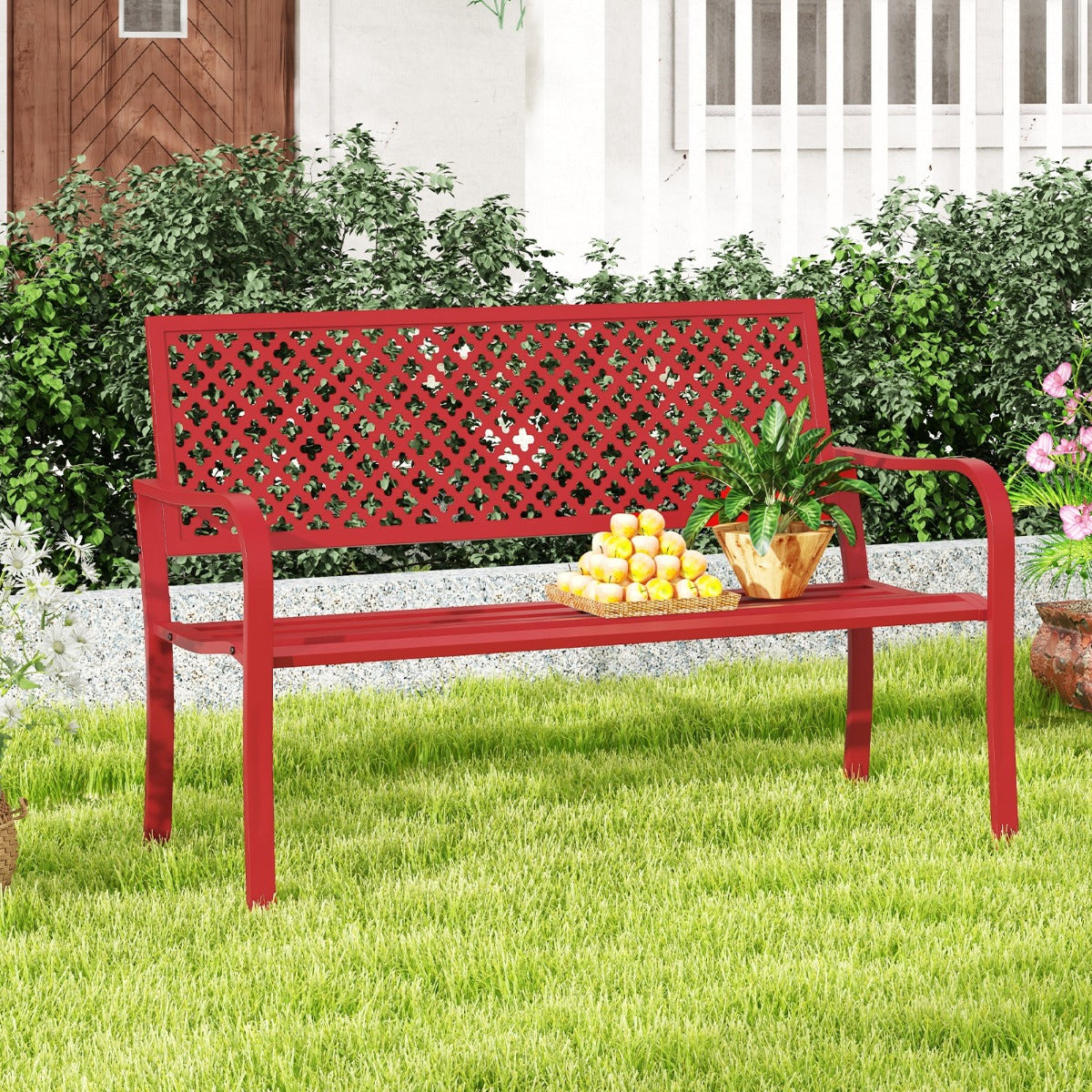 Banco de Jardim – 127 cm – Vermelho – Metal