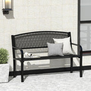 Banco de Ripas 128 cm para 2-3 Pessoas com Braços Curvos e Encosto Clássico para Exterior - Preto