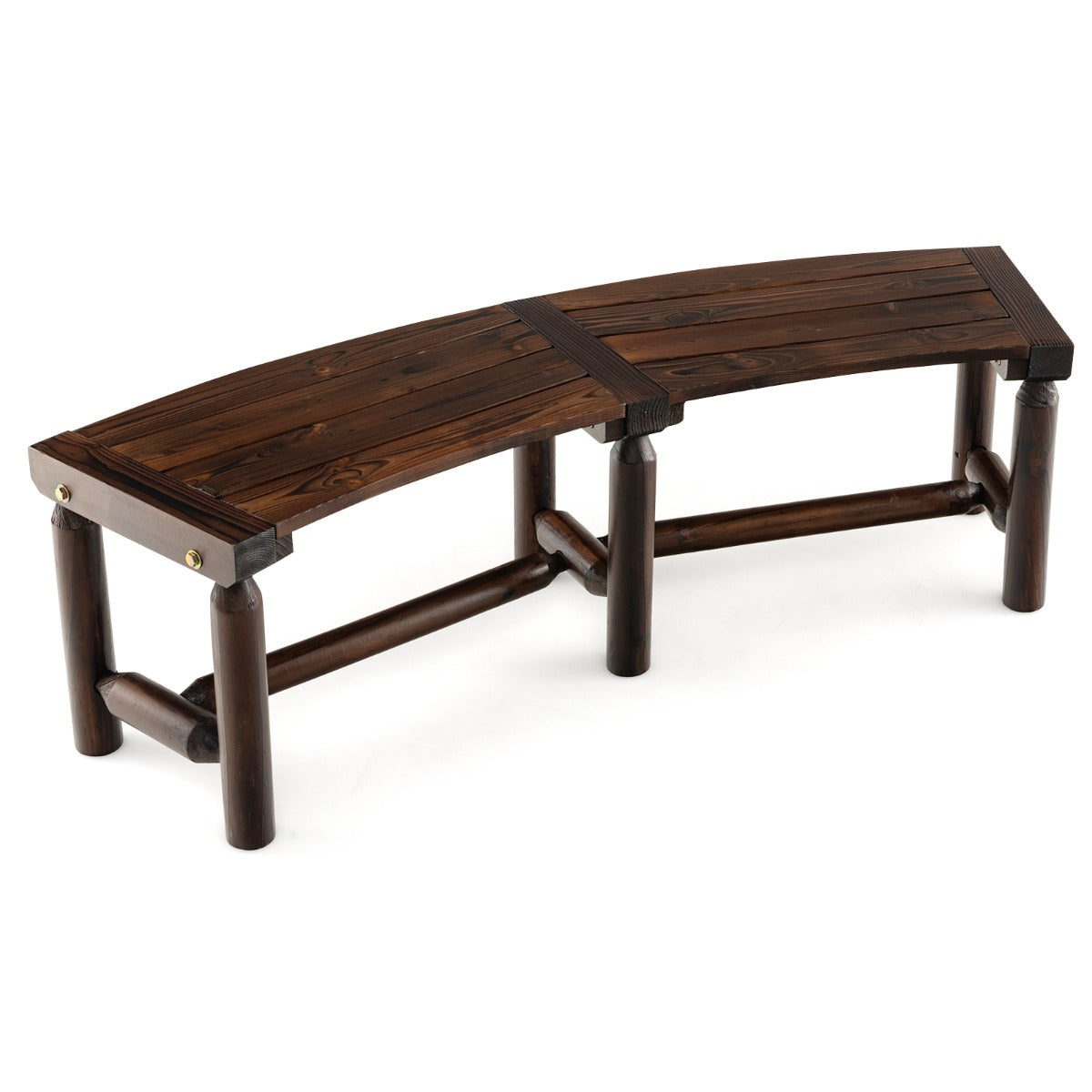 Banco de Jardim Exterior em Madeira Rústica – 139 x 36 x 41 cm – Castanho
