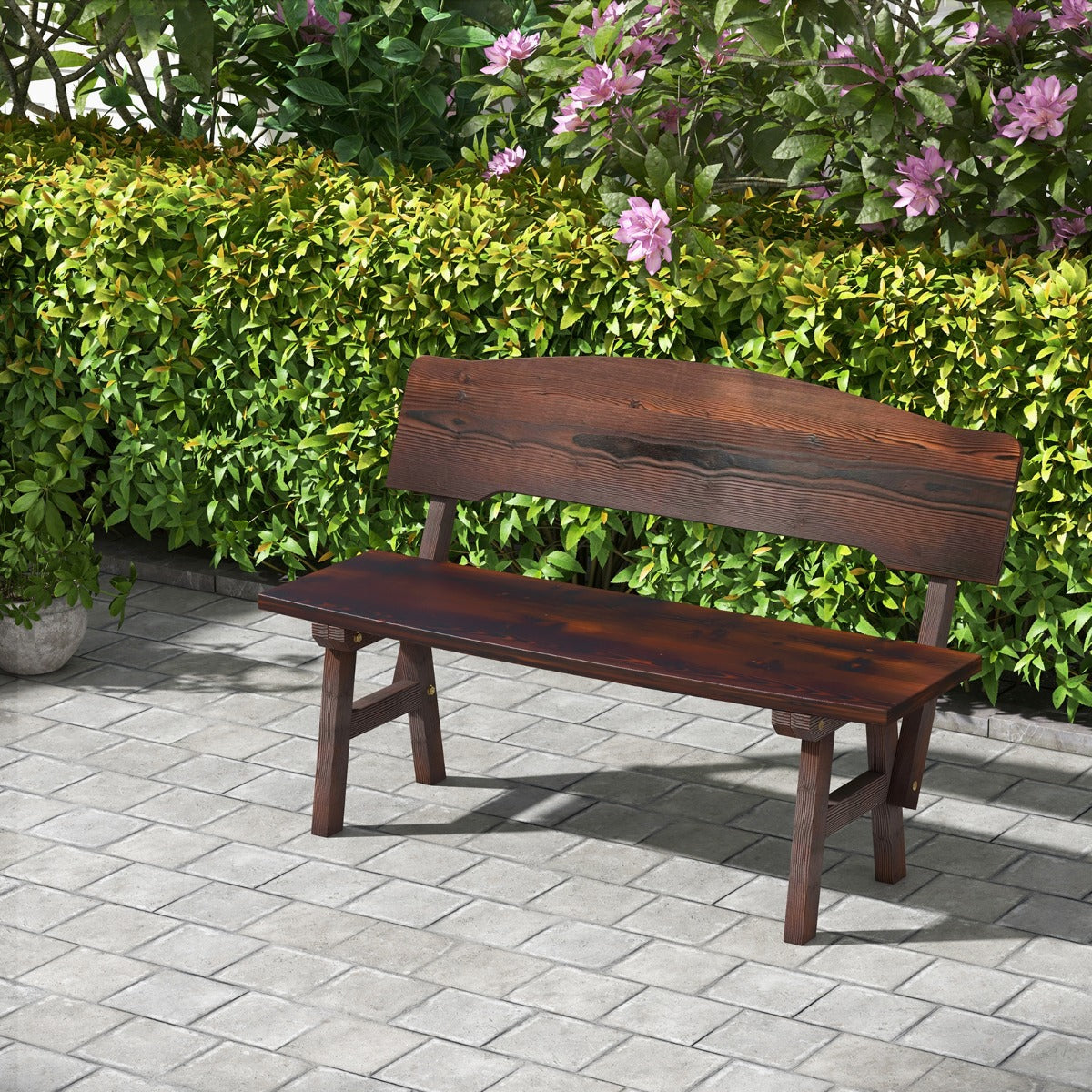 Banco de Jardim Exterior em Madeira de Abeto – 120 x 51 x 78 cm – Castanho