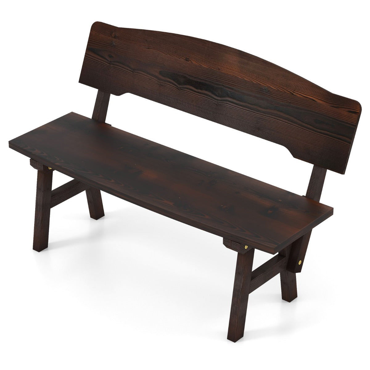 Banco de Jardim Exterior em Madeira de Abeto – 120 x 51 x 78 cm – Castanho