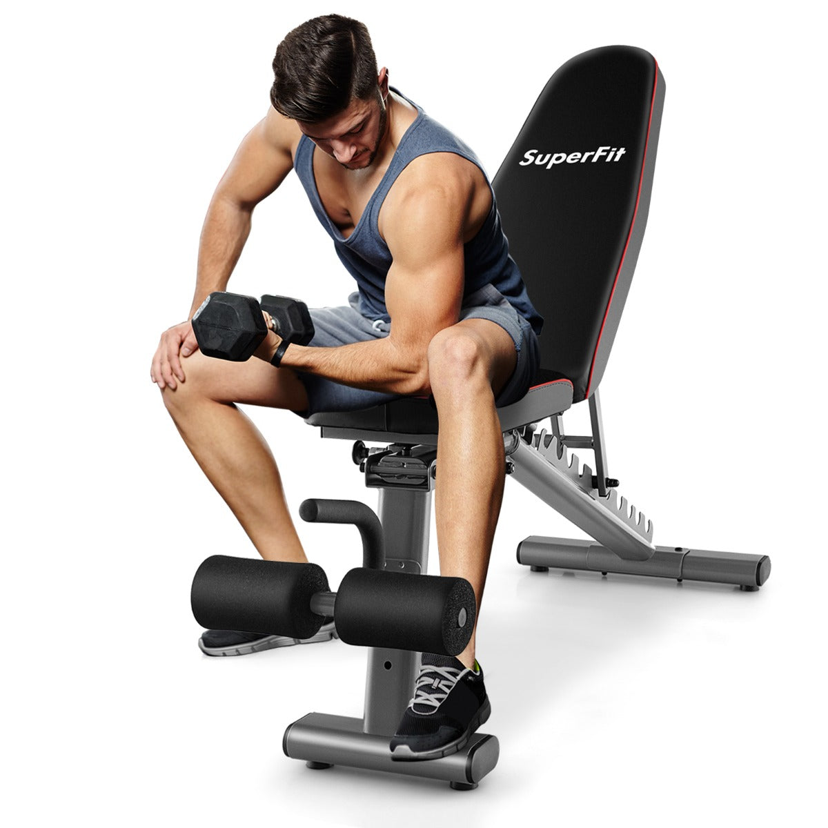 Banco de Musculação Ajustável – 300 kg – Preto – Metal