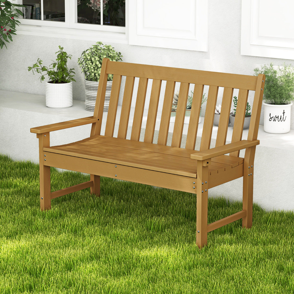 Banco de Plástico – 132 x 65 x 91 cm – Natural – HDPE