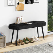 Banco Otomano Acolchoado – 113 cm – Preto – Metal e Tecido de Poliéster