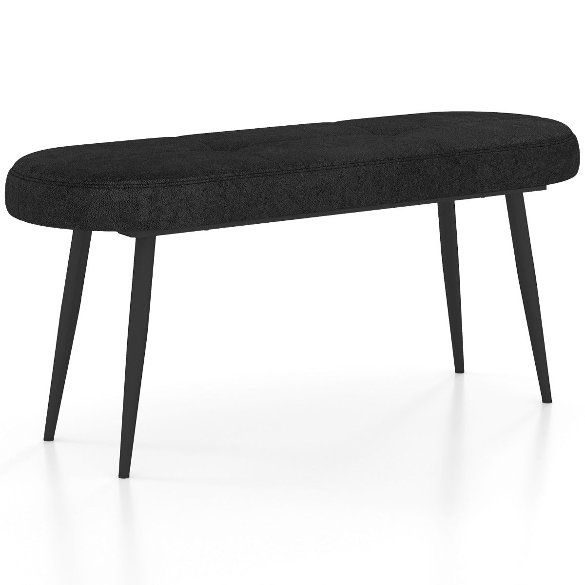 Banco Otomano Acolchoado – 113 cm – Preto – Metal e Tecido de Poliéster