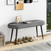 Banco Otomano Acolchoado – 113 cm x 40 cm x 48 cm – Cinzento – Poliester e Metal