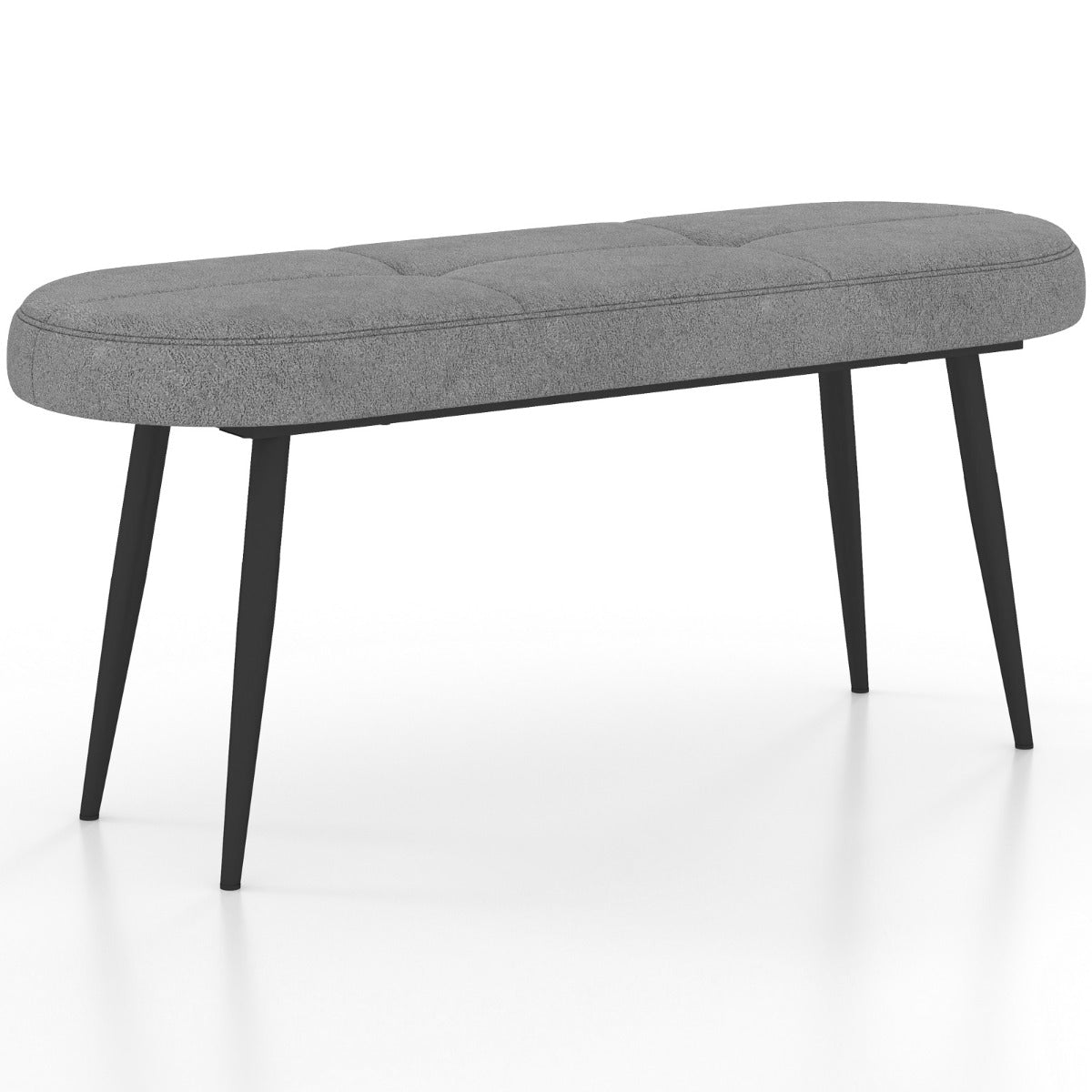 Banco Otomano Acolchoado – 113 cm x 40 cm x 48 cm – Cinzento – Poliester e Metal
