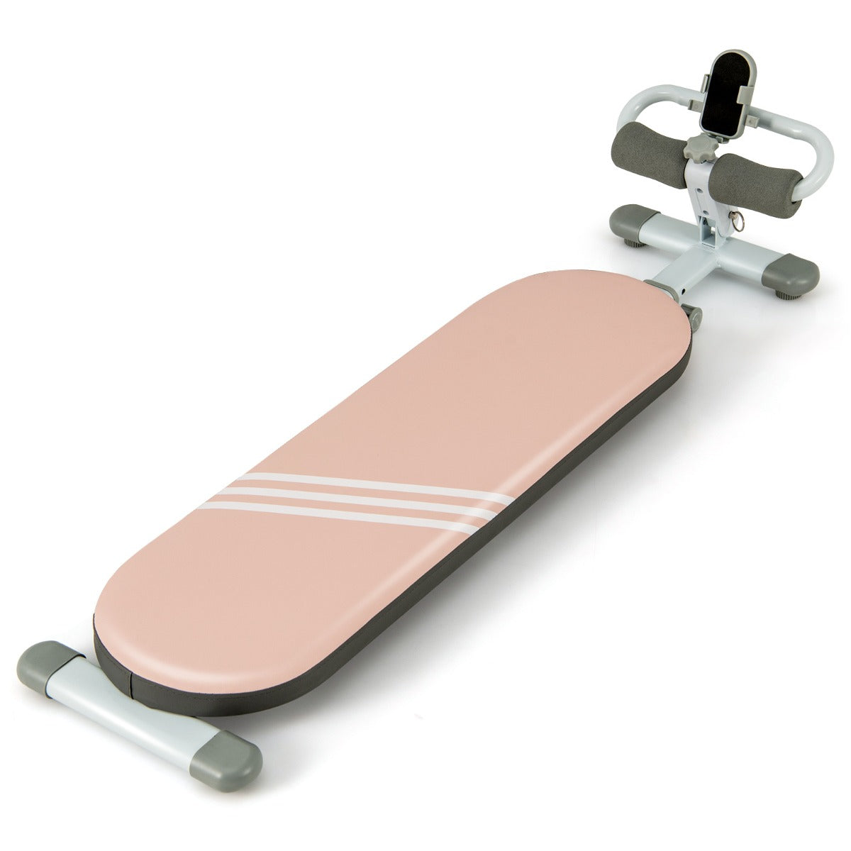 Banco Multifuncional para Abdominais – 120-137 cm – Rosa – Couro PVC e Metal