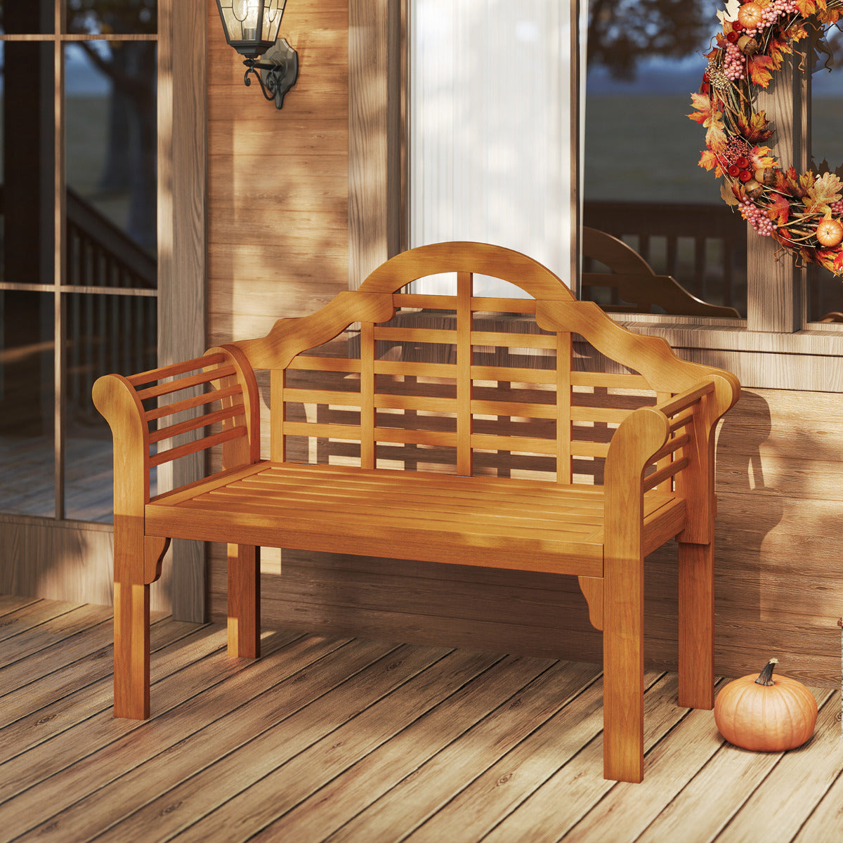 Banco de Madeira de Acácia Dobrável – 123 x 54 x 69 cm – Natural