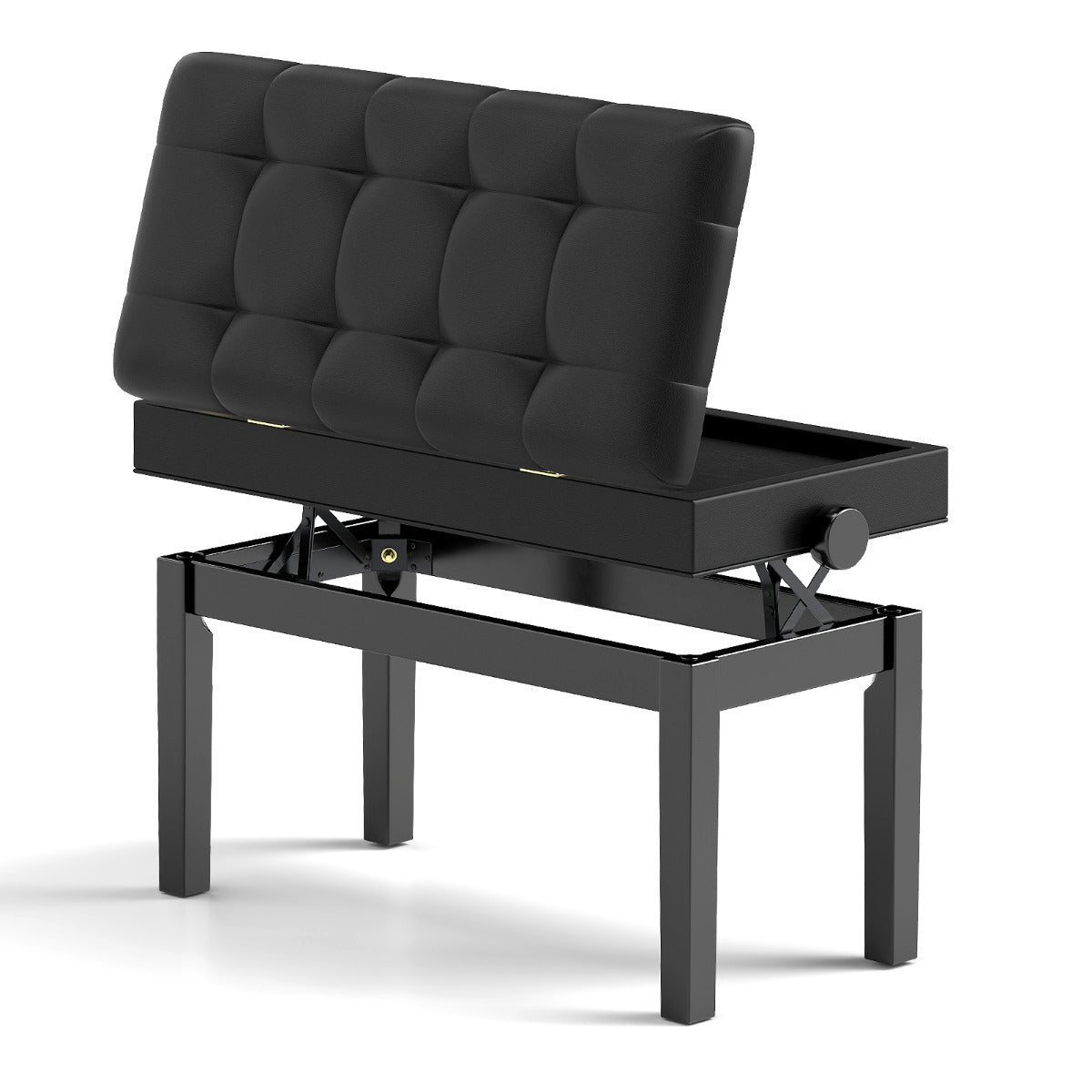 Banco Ajustável para Piano – 76 x 36 x 48-58 cm – Preto – Madeira com Almofada de PU
