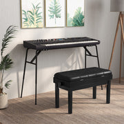 Banco Ajustável para Piano – 76 x 36 x 48-58 cm – Preto – Madeira com Almofada de PU