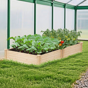 Cama de Jardim Elevada de Madeira para Exterior 102 x 102 x 30 cm Jardinagem Quadrada com Base Aberta para Ervas e Suculentas Natural