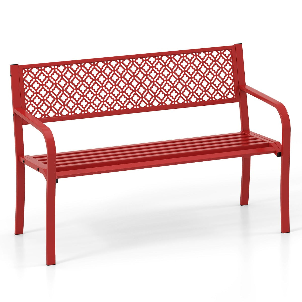 Banco de Jardim para Exterior com 2-3 Lugares e Encosto Decorado e Braços Vermelho