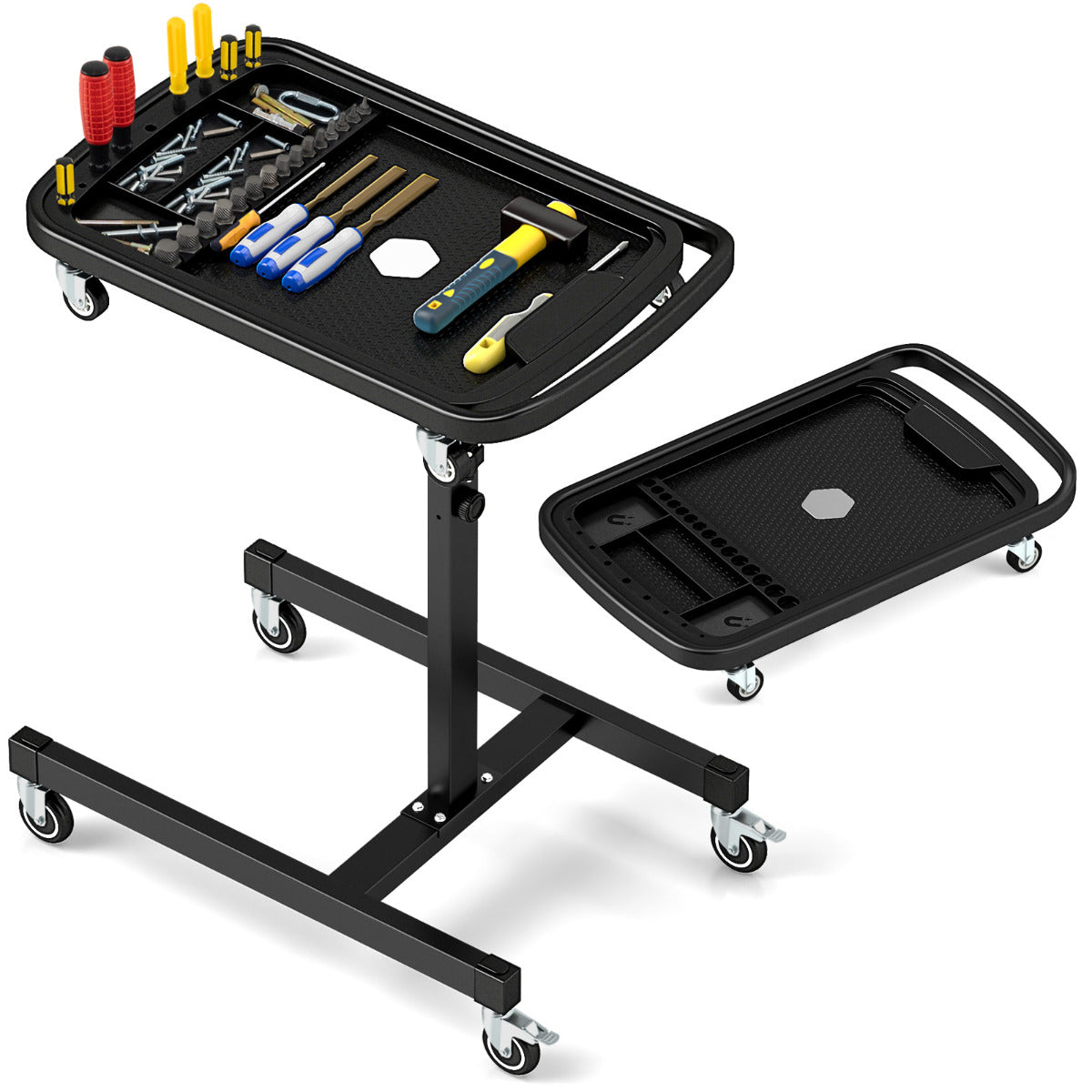 Mesa de Trabalho com Rodas 2 em 1 Ajustável em Altura para Garagem