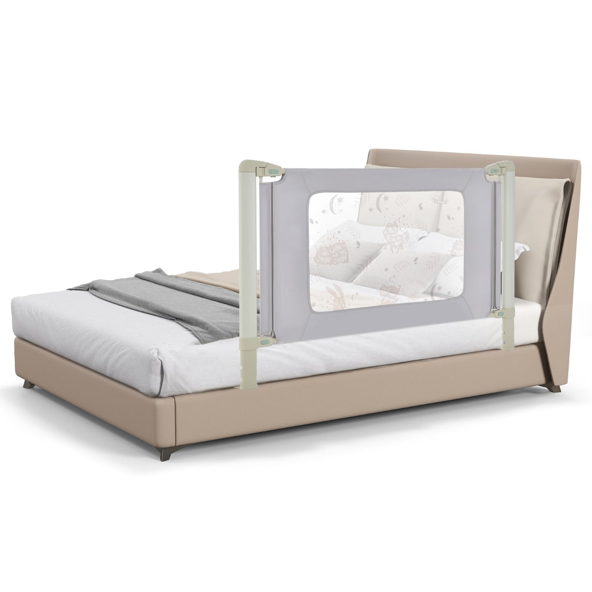 Barreira de Segurança para Cama Infantil – 150 cm – Cinzento – Ferro e Poliéster
