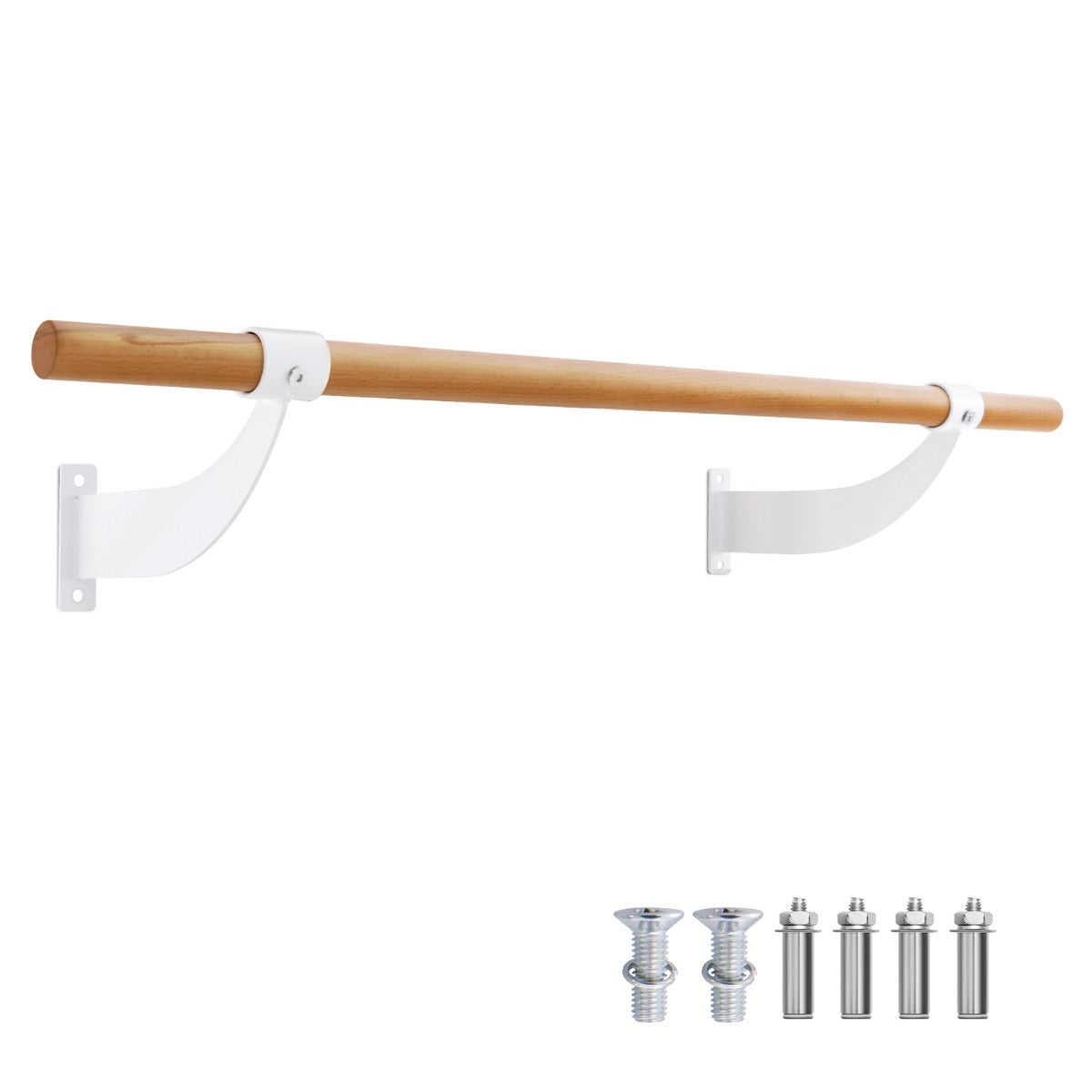 Barra de Ballet de Pared Individual – 120 cm – Branca – Madeira de Faia