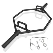 Barra Hexagonal Plegável com Pegas Estriadas - Suporta 363 kg com Mola de Segurança - Preto