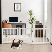 Barreira Dobrável para Cães – 3 Painéis – Branco – Madeira de Pinho